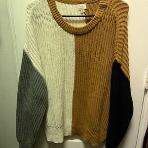 a new day Colorblock Sweater - Cream, Gold, Gray, Black